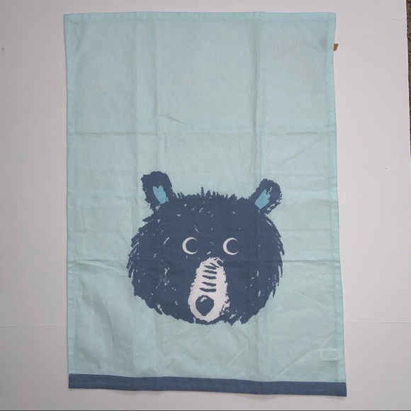 Peking Handicraft Light Blue Bear Cotton Hand Towel Tea 18x25” Hanging Loop - Picture 2 of 9